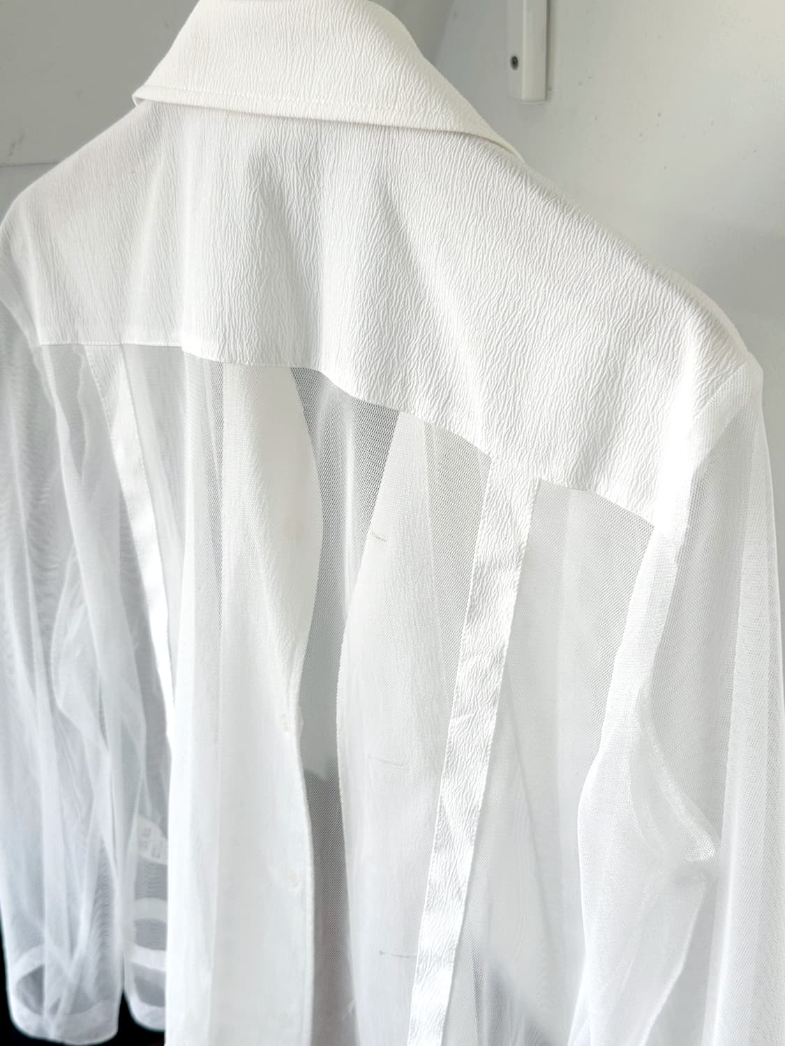 Sheer fabric design mesh blouse shirt 상품이미지5