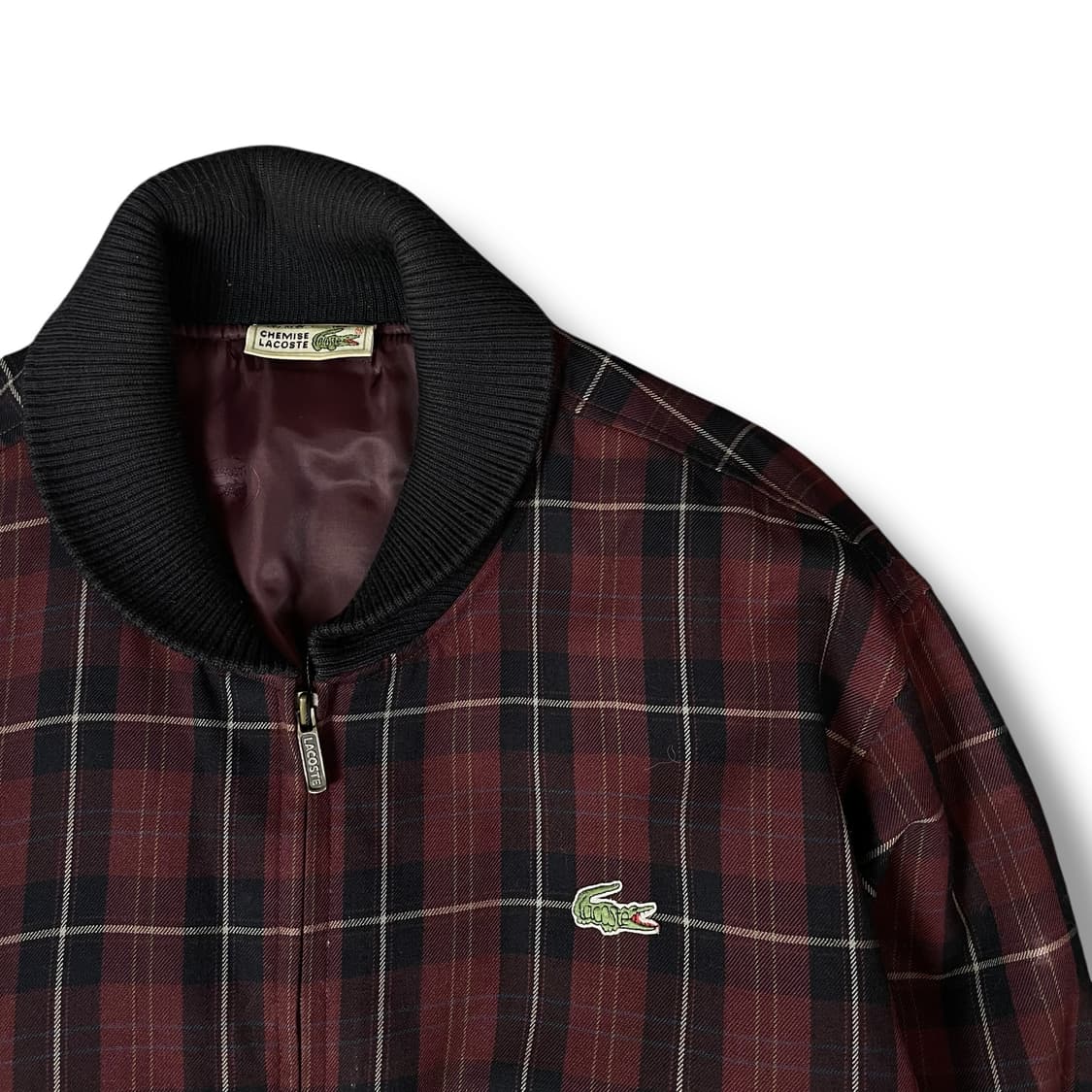 라코스테 90s 레드 블랙 체크 블루종 자켓 100 상품이미지3