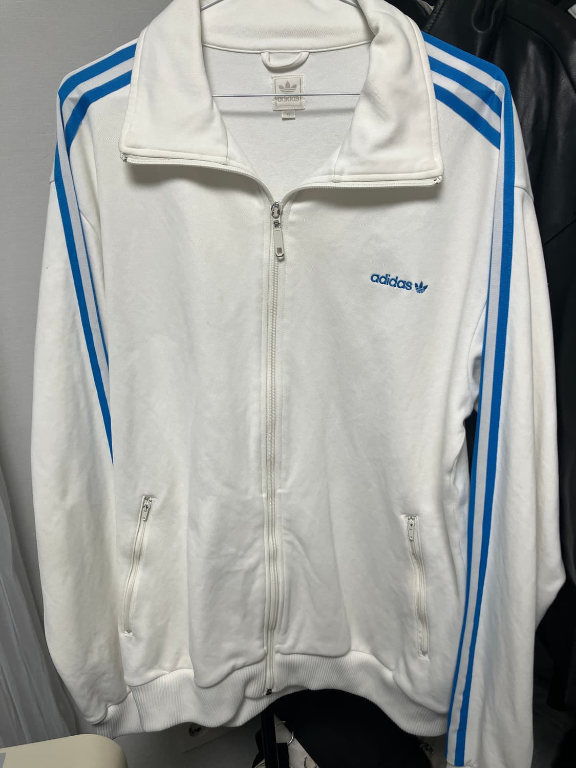 아디다스 오리지널 빈티지 면 져지 희귀 매물 화이트 블루 상품이미지1