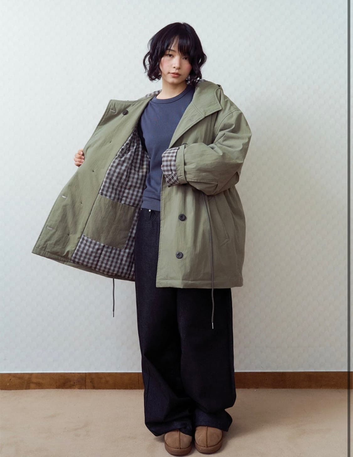 오피쉬) 패딩야상자켓 카키 판매 상품이미지2