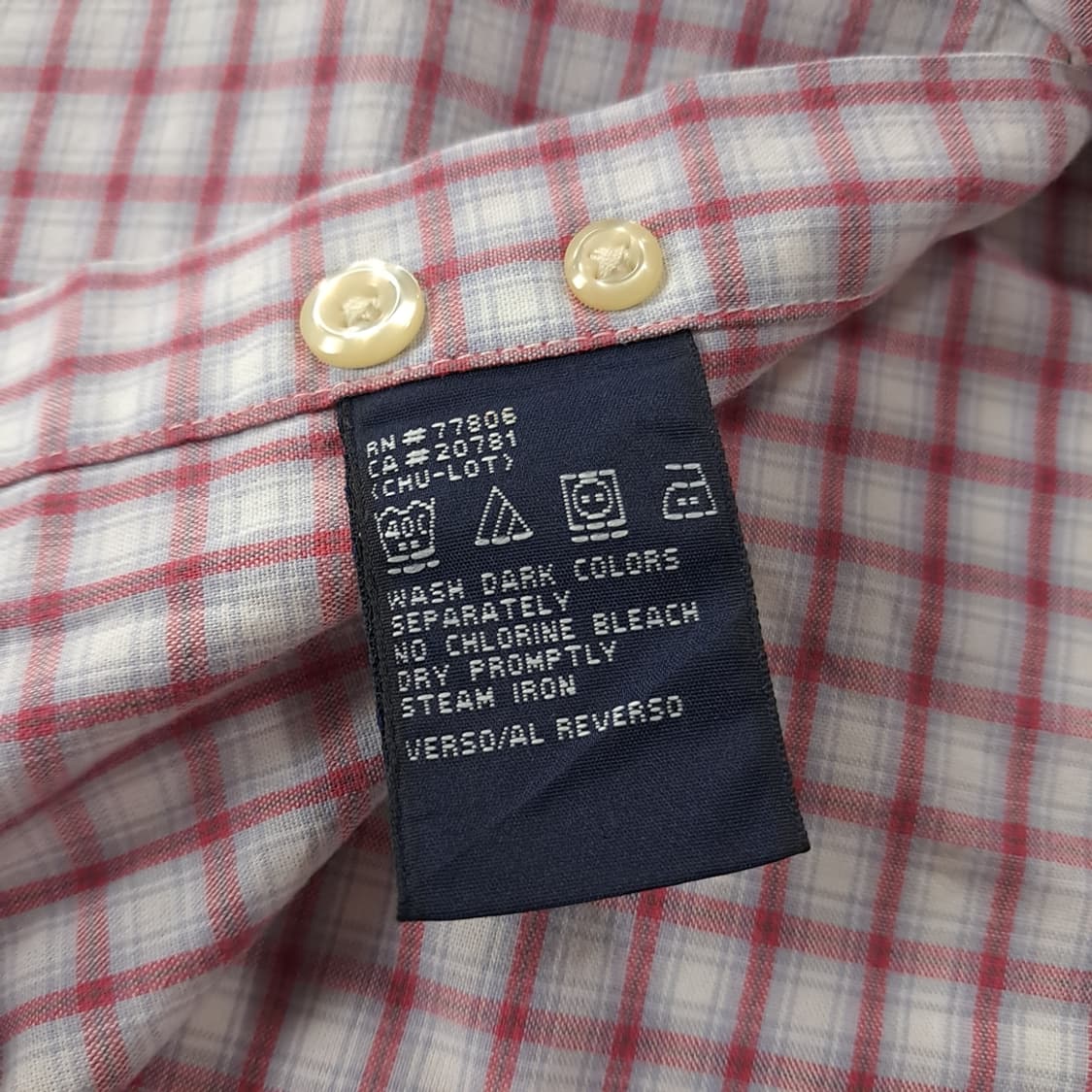 CK235 XL 타미힐피거 90s 대만판 멀티 스몰 체크 레드 반팔 셔 상품이미지5