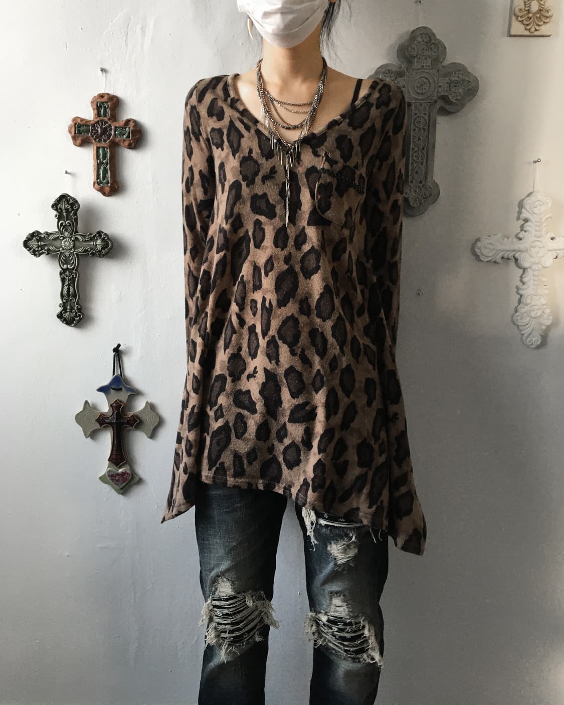 Animal pattern unbalanced knit 상품이미지5