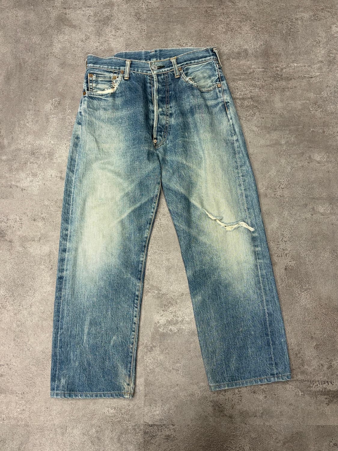 90s Evisu 에비수 초기형 evis 황소패치 셀비지 데님 상품이미지1