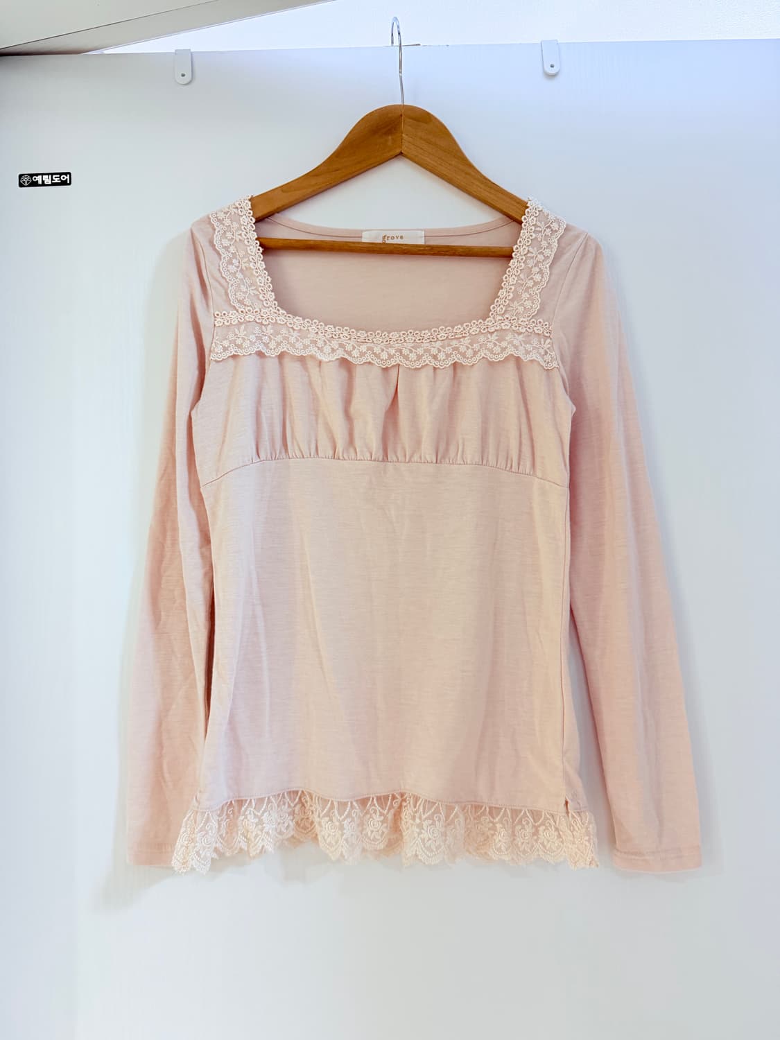 일본빈티지 grove 핑크 레이스 롱슬리브 상품이미지1