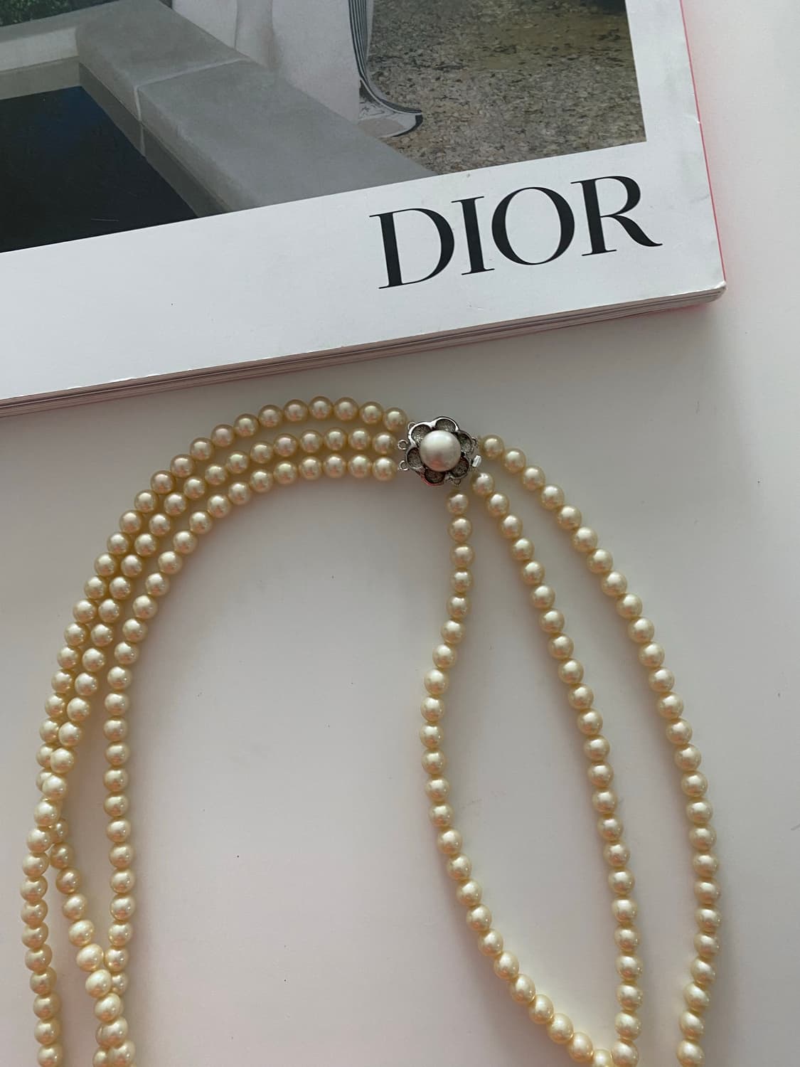 모조진주 3줄 목걸이 상품이미지1