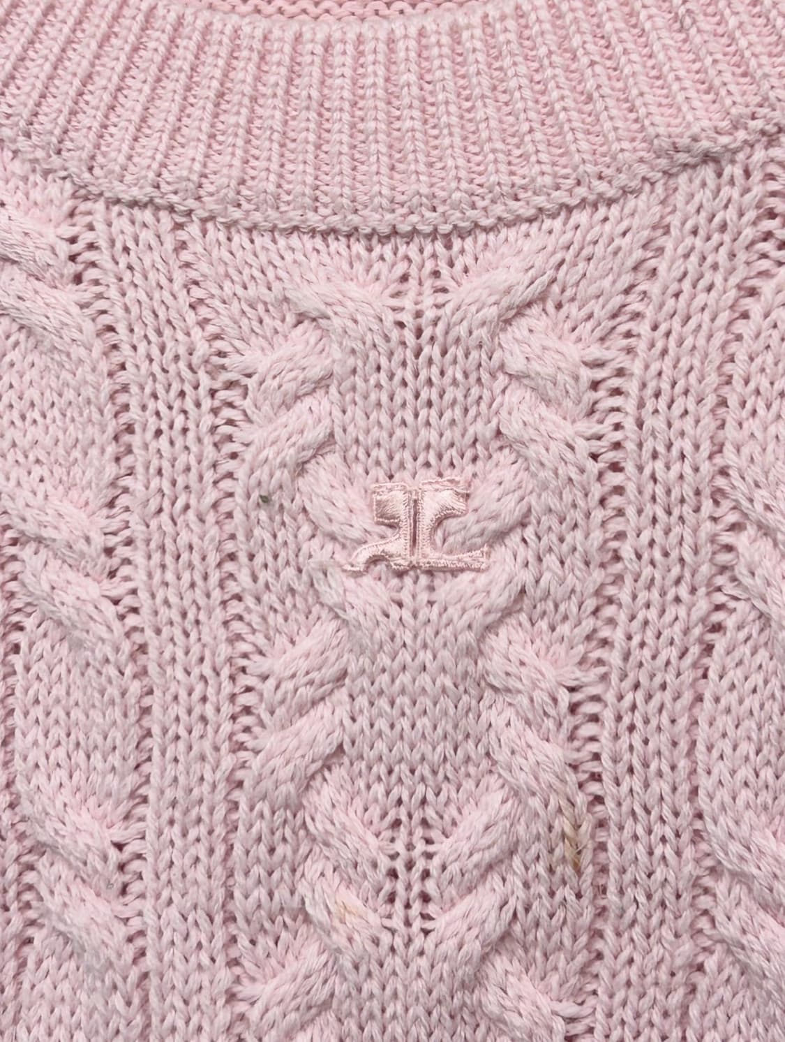 VTG Courreges 꾸레쥬 핑크 케이블 니트 상품이미지3