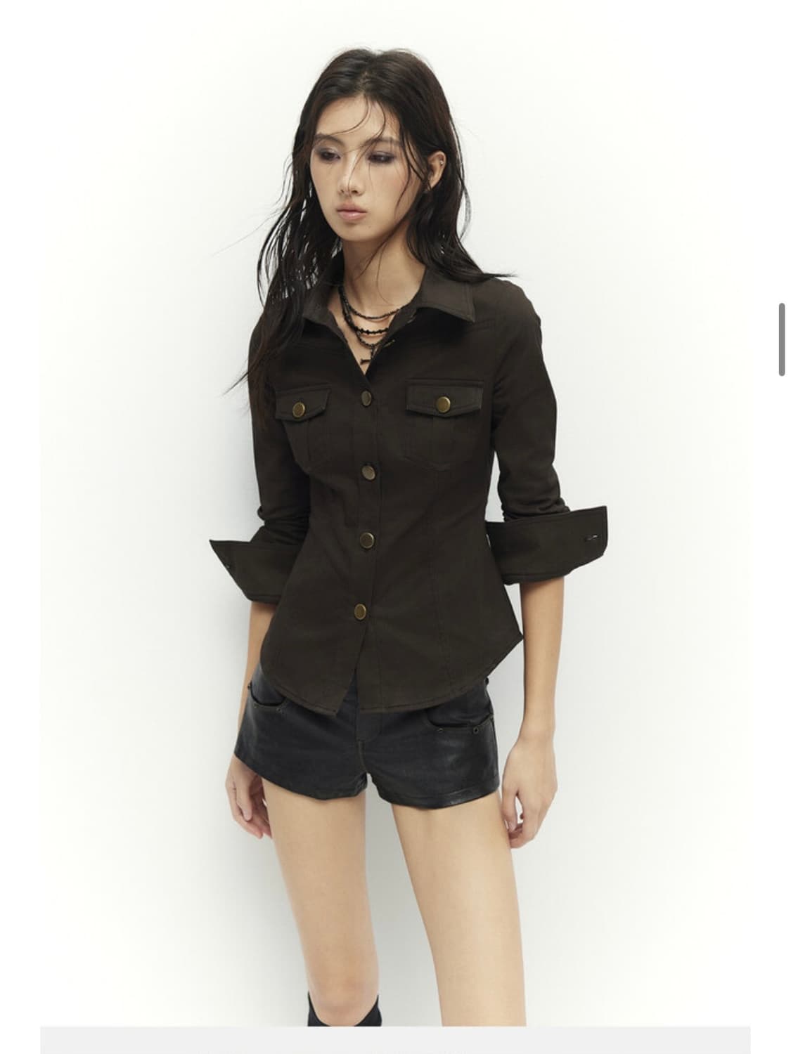 샵 코르 Low Pixel 브라운 백 프린트 슬림핏 셔츠 상품이미지3