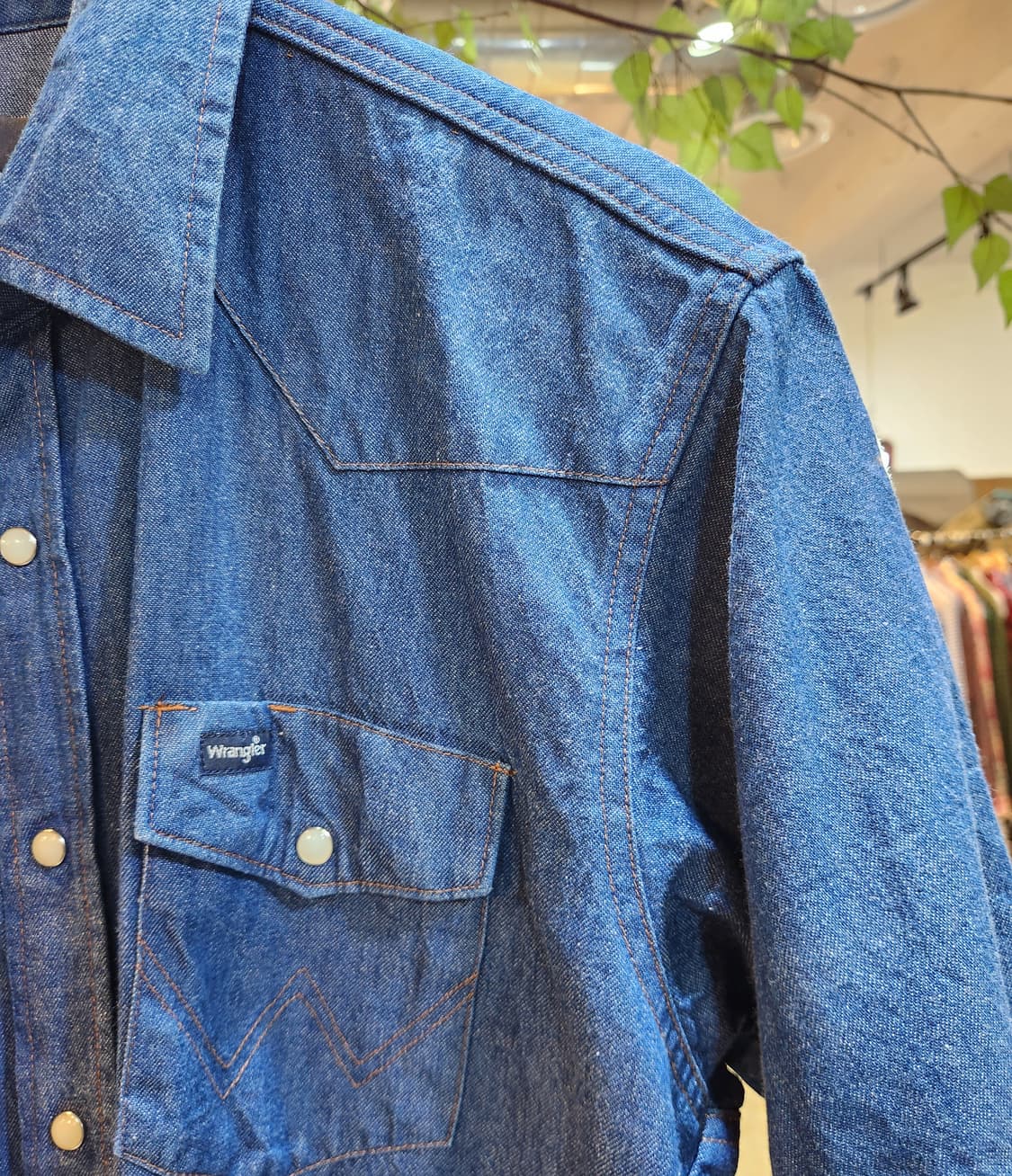 80-90s 랭글러 데님 카라 빈티지 반팔 셔츠 상품이미지5