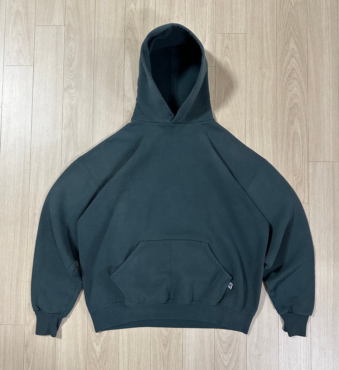 90s 러셀 후드티 페이디드 그린/ teal XL 상품이미지1