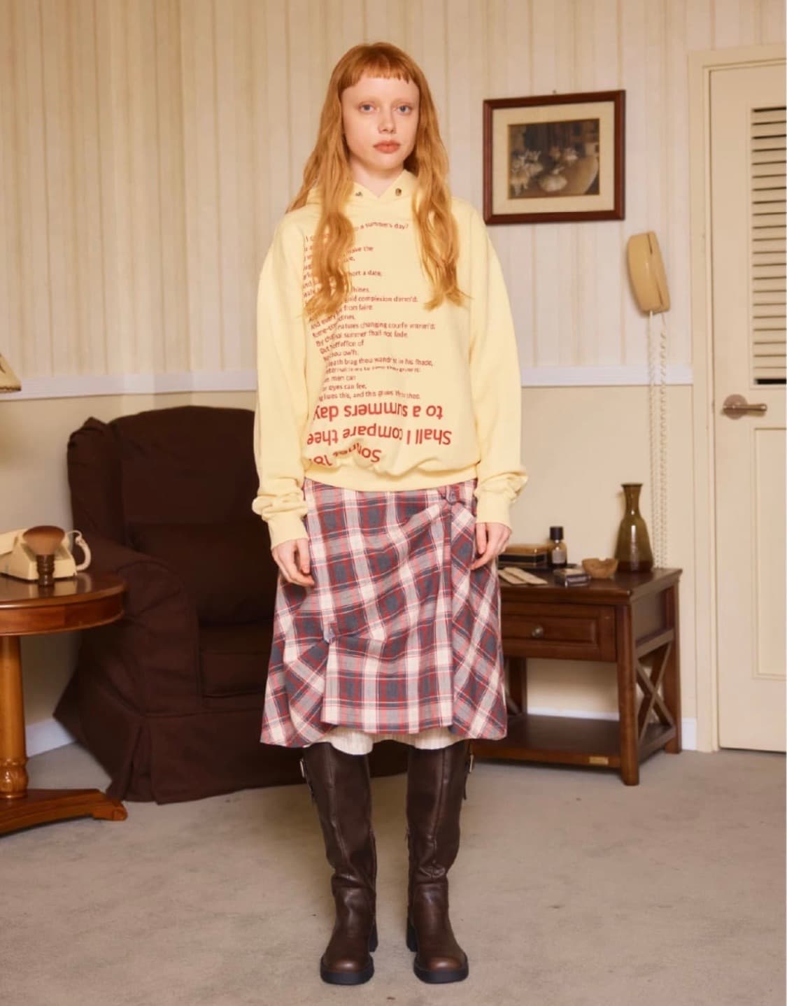 헤레틱 버튼 플레어 체크스커트 상품이미지2