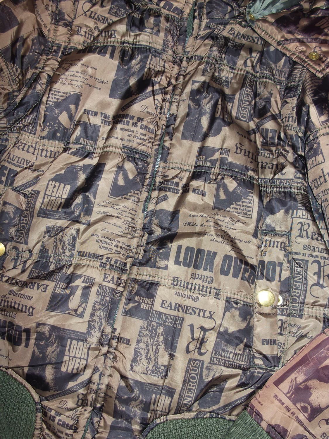 y2k 오네갸루 후드퍼 카키 패딩 상품이미지2