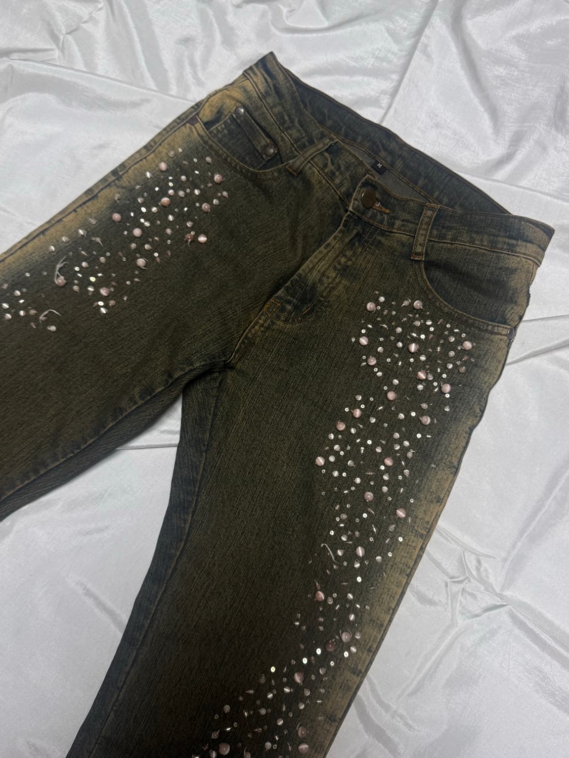 Beads Detail Washing Bootcut Jeans 상품이미지5