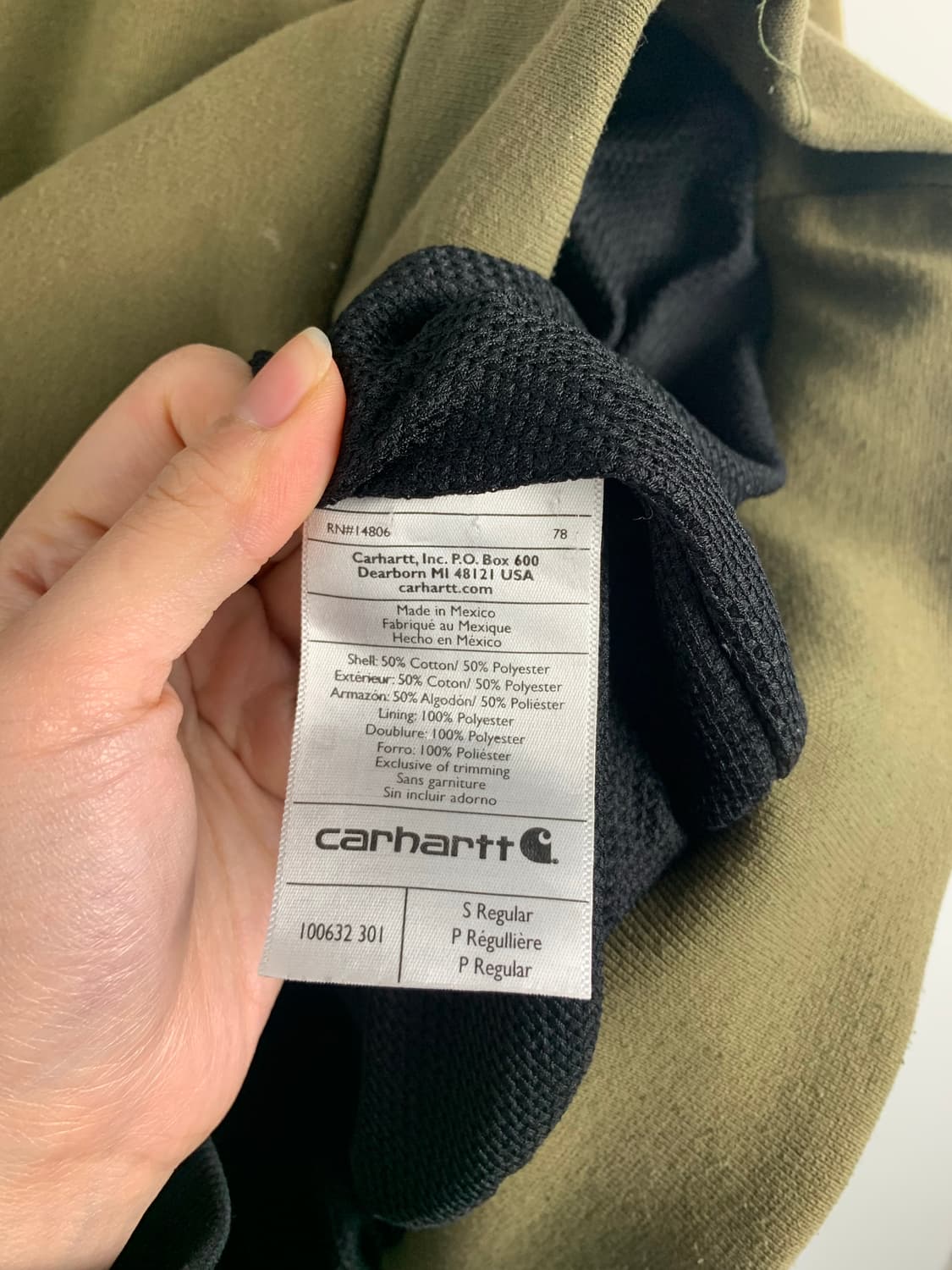 칼하트 레인디펜더 써멀 카키 후드집업 상품이미지5