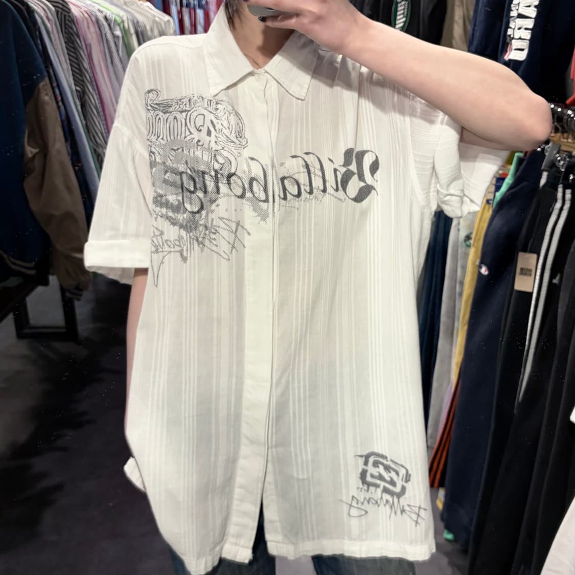 [IM] vtg 레터링 그래픽 반팔 셔츠 화이트 상품이미지2