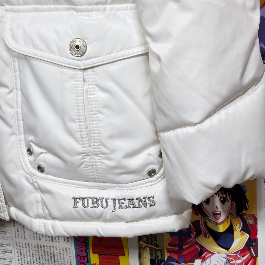 후부 덕다운 라쿤 퍼 화이트 퍼패딩 상품이미지5