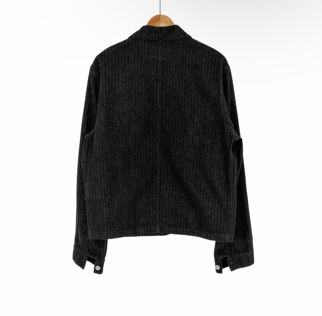 [XL] 프라다 남성 25ss 셰브론 블루종 데님 셔츠 자켓 블랙 상품이미지3