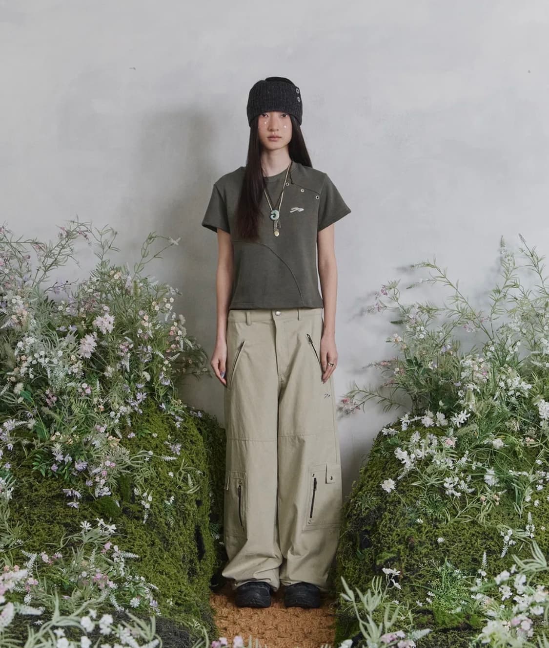 탄산마그네슘 절개 아일렛 티셔츠 상품이미지2