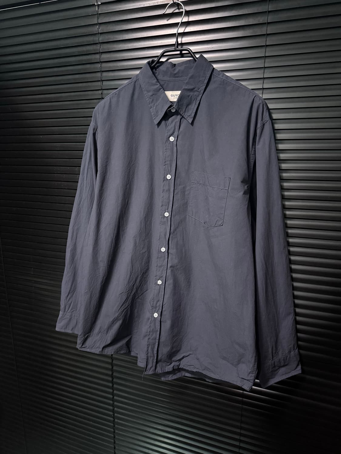 GUYOT 다크 네이비 남색 코튼 면 카라 셔츠 오버핏 남방 피그먼트 S 상품이미지1