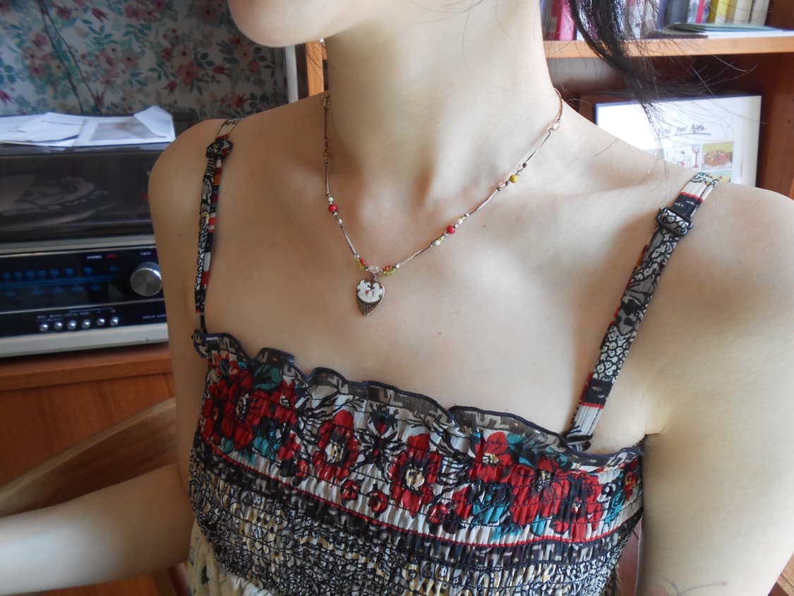 Strawberry Heart Knot Necklace 상품이미지2