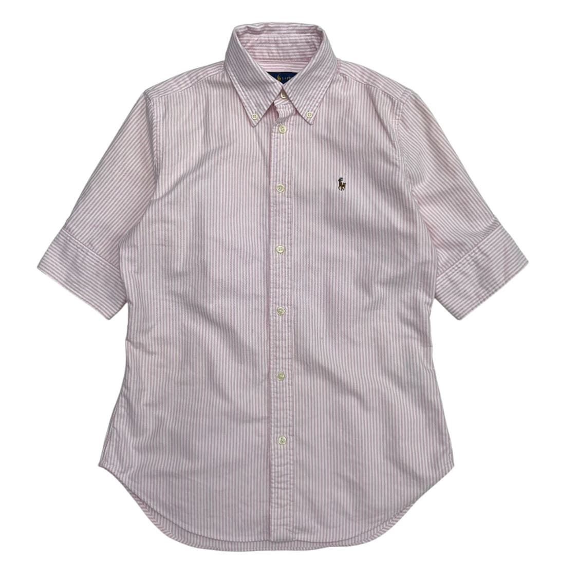 폴로 랄프로렌 옥스포드 딸기우유맛 스트라이프 반팔 셔츠 S 상품이미지2