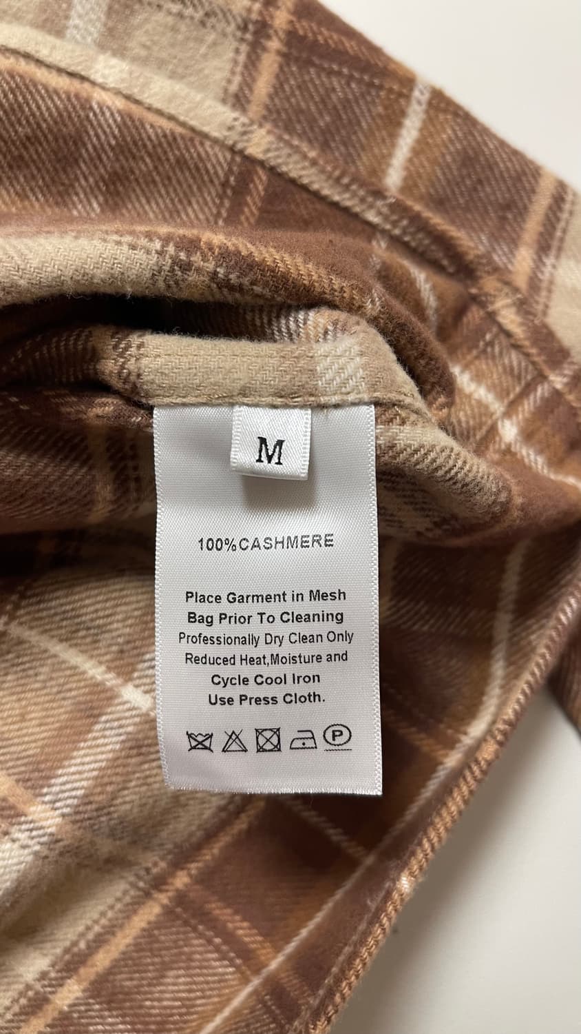 셀린느 Celine 캐시미어 100% 브라운 체크 크롭셔츠 M. 실착1회 상품이미지9