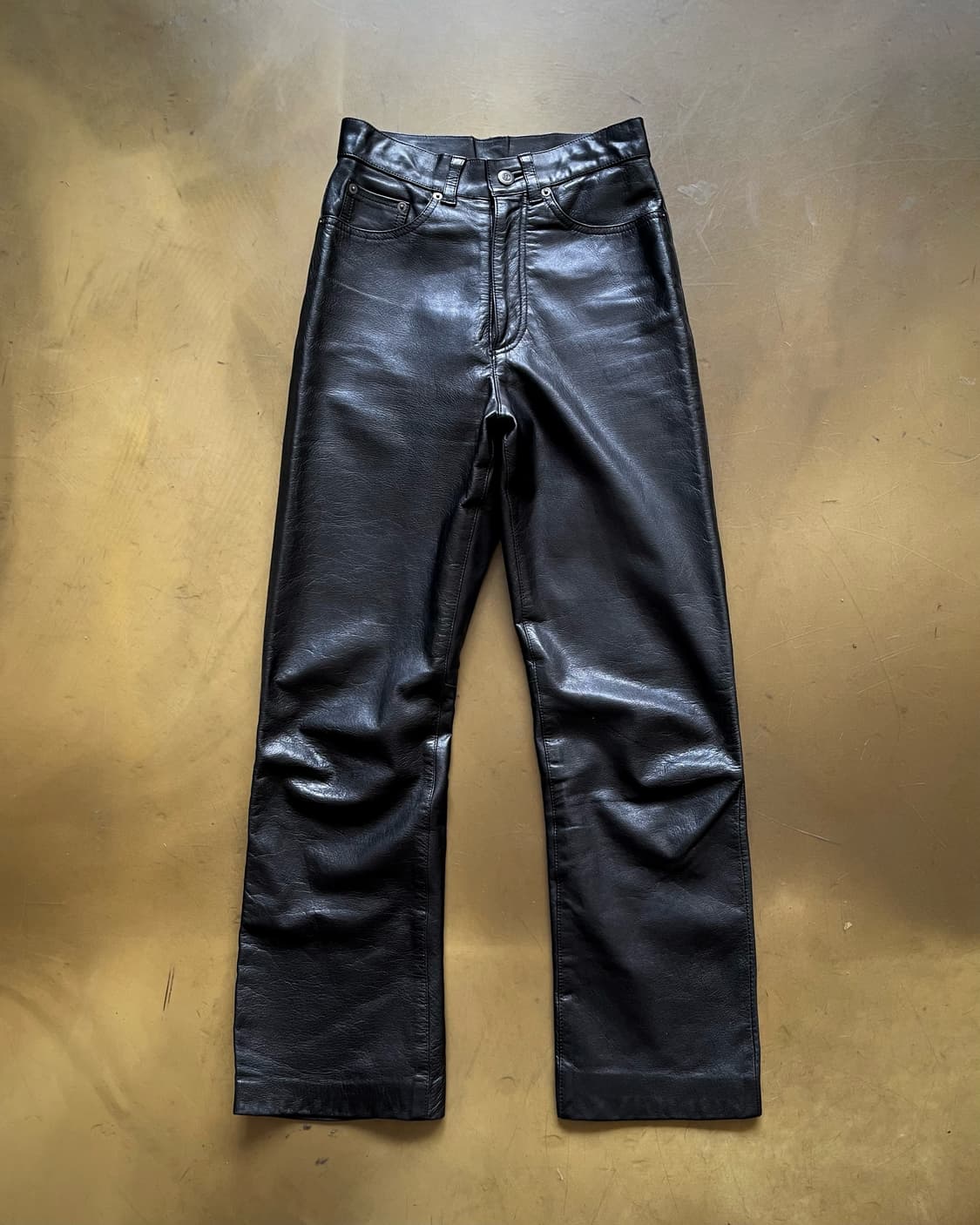USA Real Cowhide Leather Black Trouser 상품이미지3