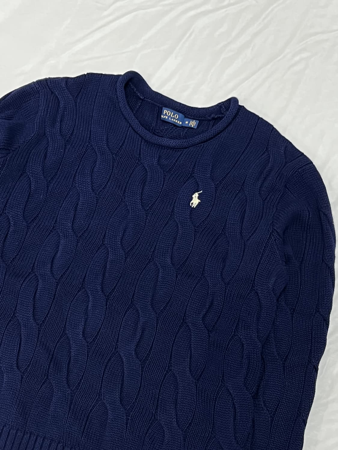 (M) 폴로랄프로렌 케이블 꽈배기 니트 네이비 상품이미지2