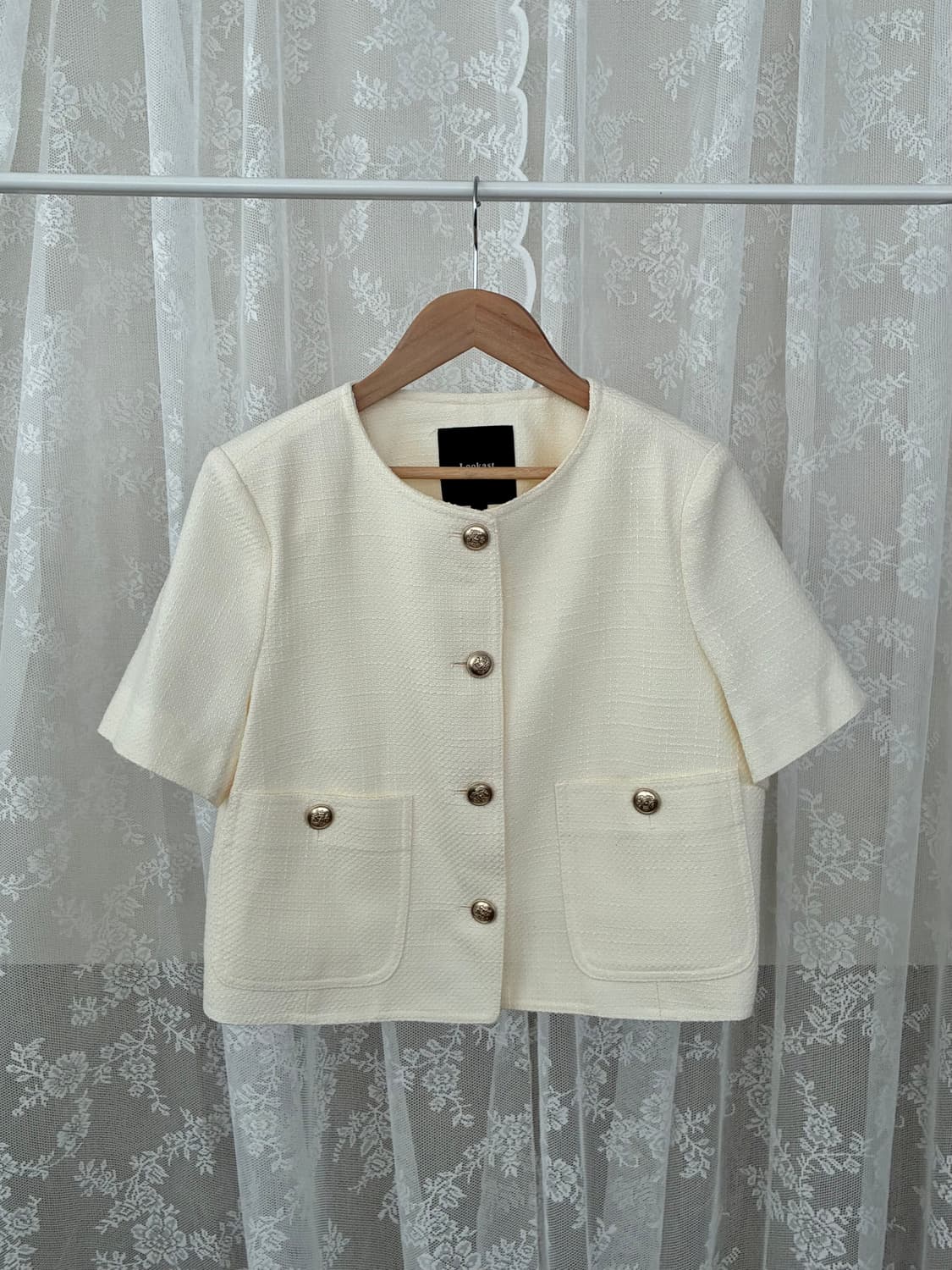 M) 룩캐스트 다나 반팔 트위드 자켓 아이보리 상품이미지1