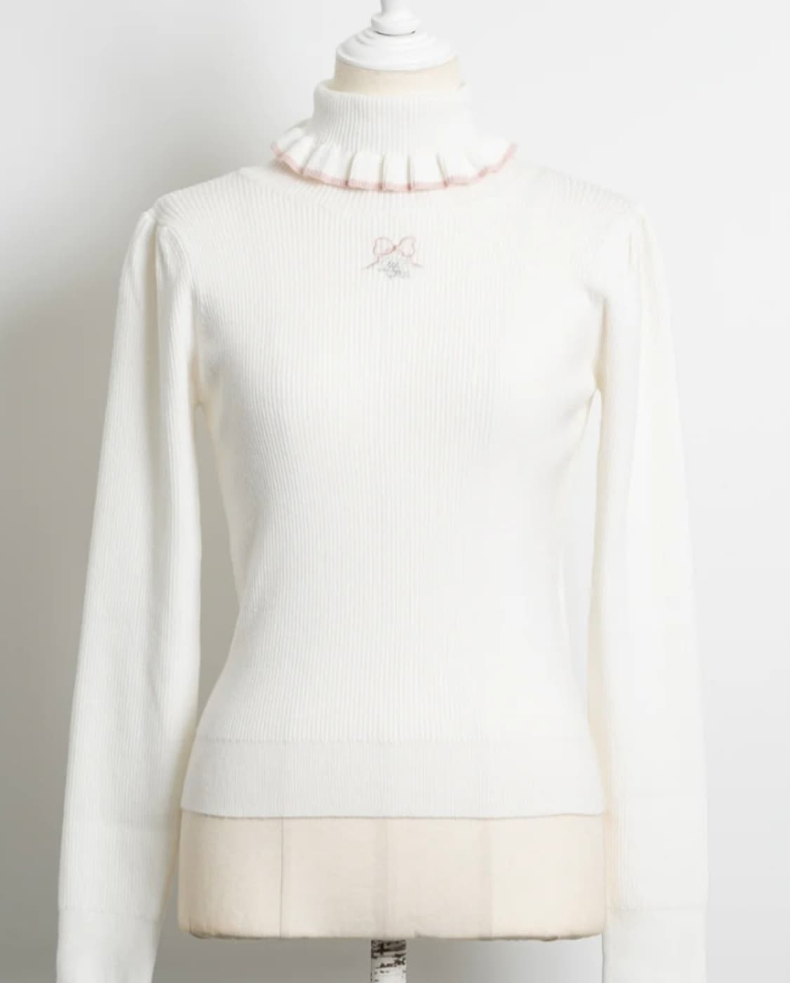 교판 공홈 품절 피움 리본 자수 프릴 컬러 터틀넥 니트 양산형 지뢰계 상품이미지3