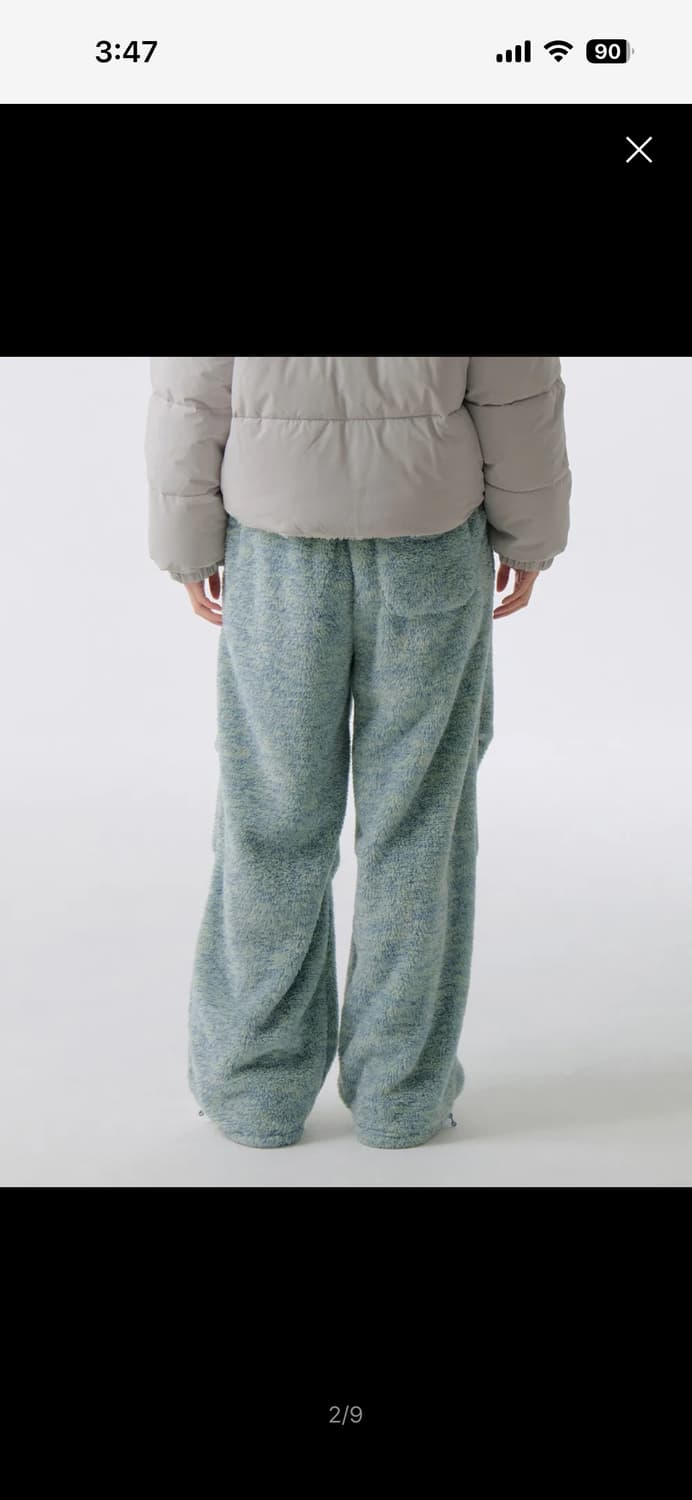 무신사 털바지 (우먼즈 샤기 플리스 와이드 라운지 팬츠 스카이블루) 상품이미지4