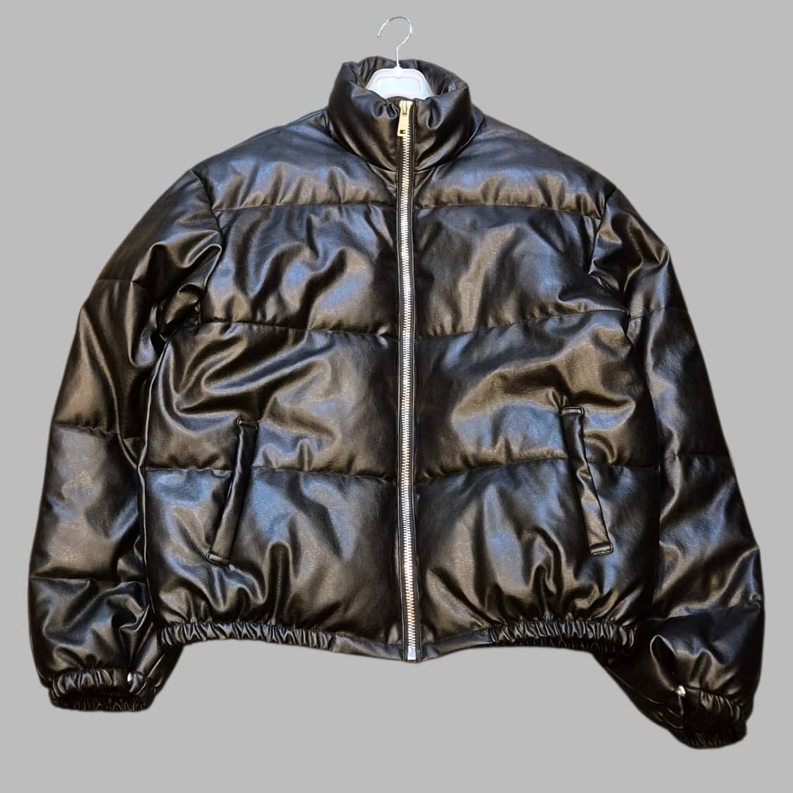 FREE(착샷잇음) 블랙 버핑레더 패딩점퍼  상품이미지1