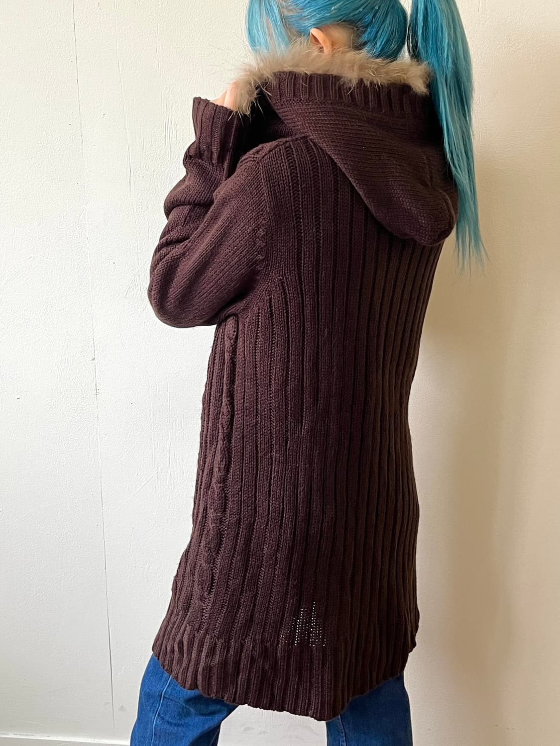 Chou 라쿤 퍼 스웨터 후드 상품이미지7