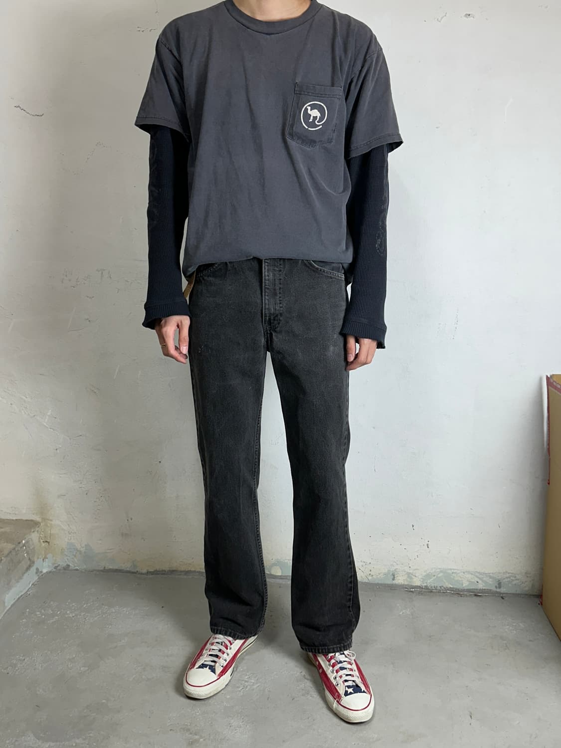 90's USA Made 빈티지 리바이스 517 오렌지탭 블랙 상품이미지2