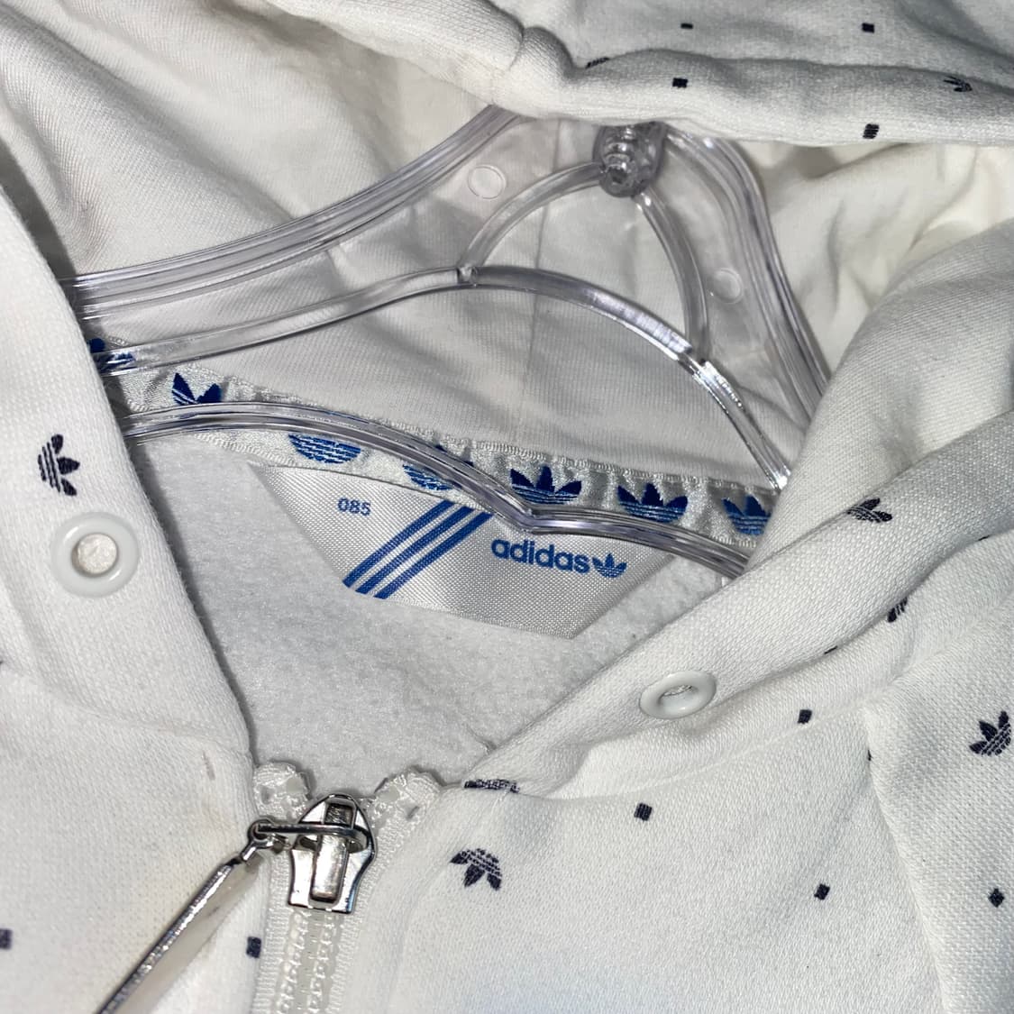 아디다스 화이트 멀티로고 딱붙 후드집업 85 상품이미지5
