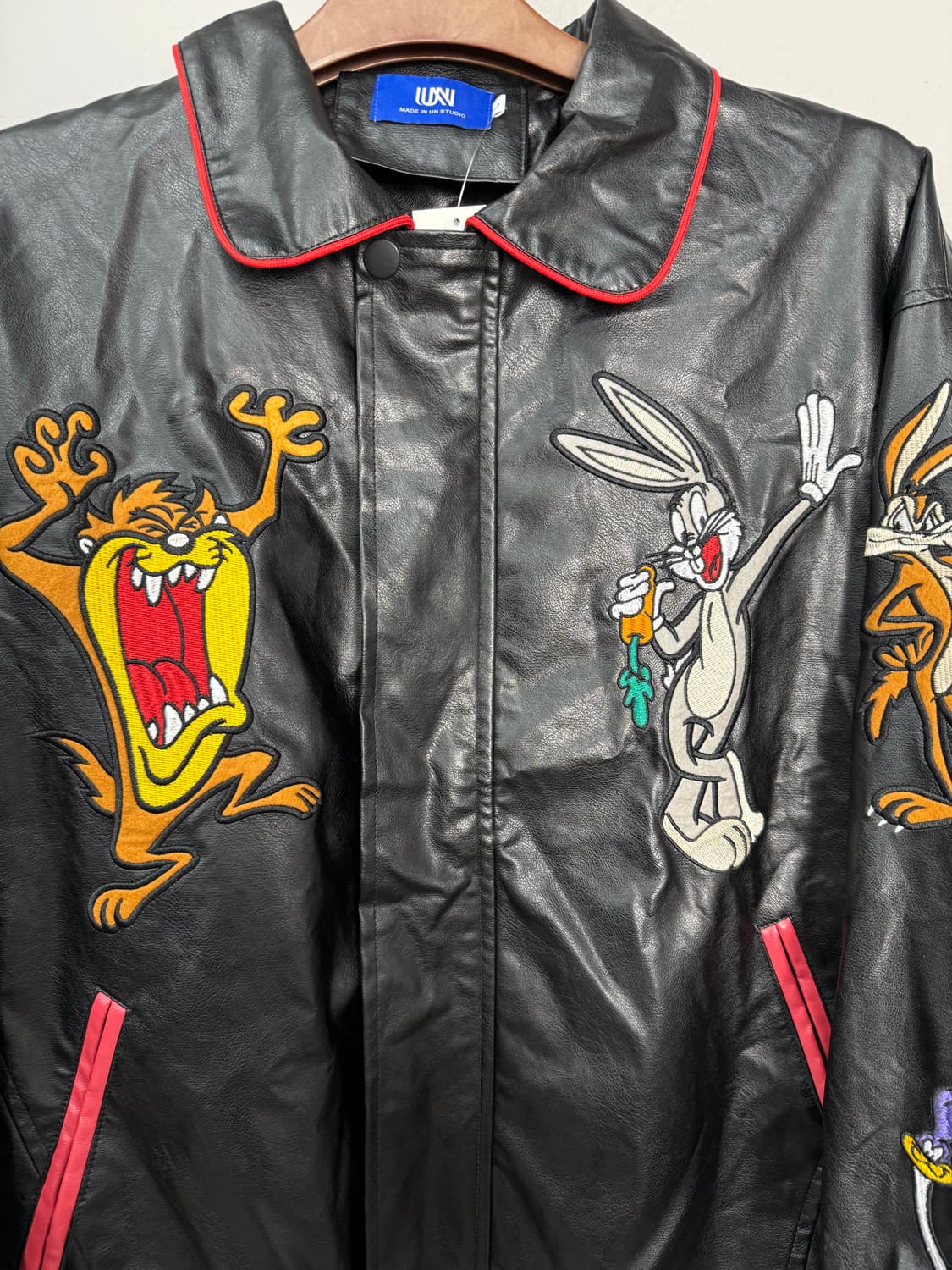빈티지 루니툰즈 카툰 로고 레더 자켓 H2031 상품이미지4