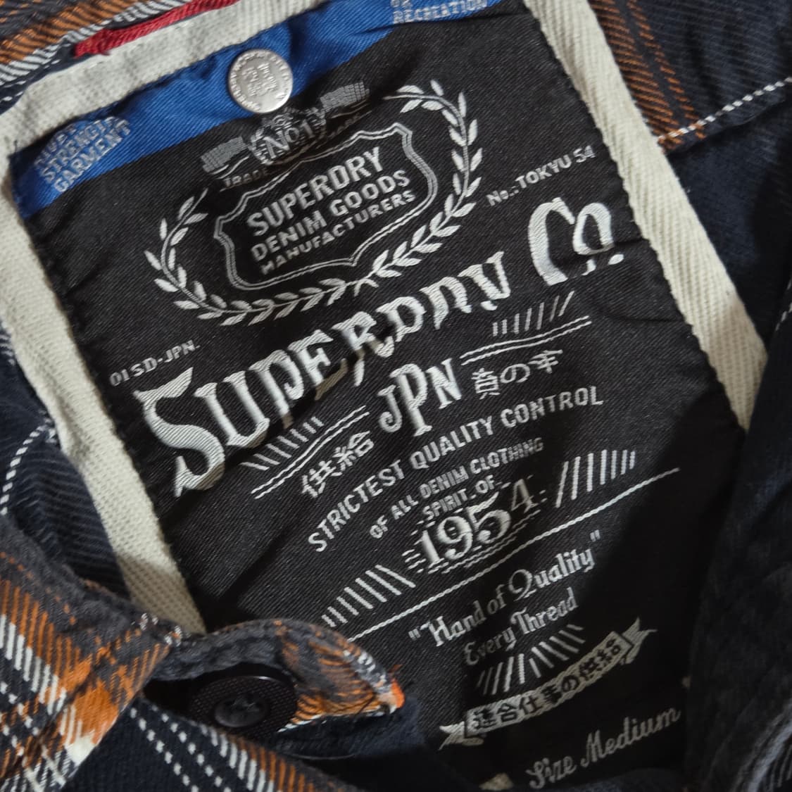 슈퍼드라이 오렌지 네이비 체크 셔츠 상품이미지7