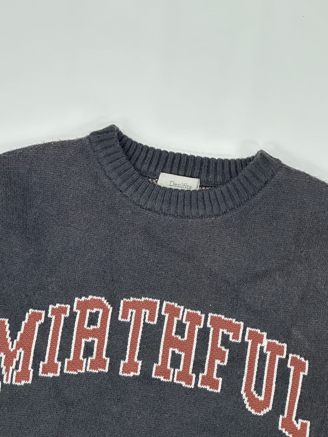 피그먼트 데님 포인트 맨투맨 그레이 니트 보헤미안 일본 빈티지 펑크 상품이미지5