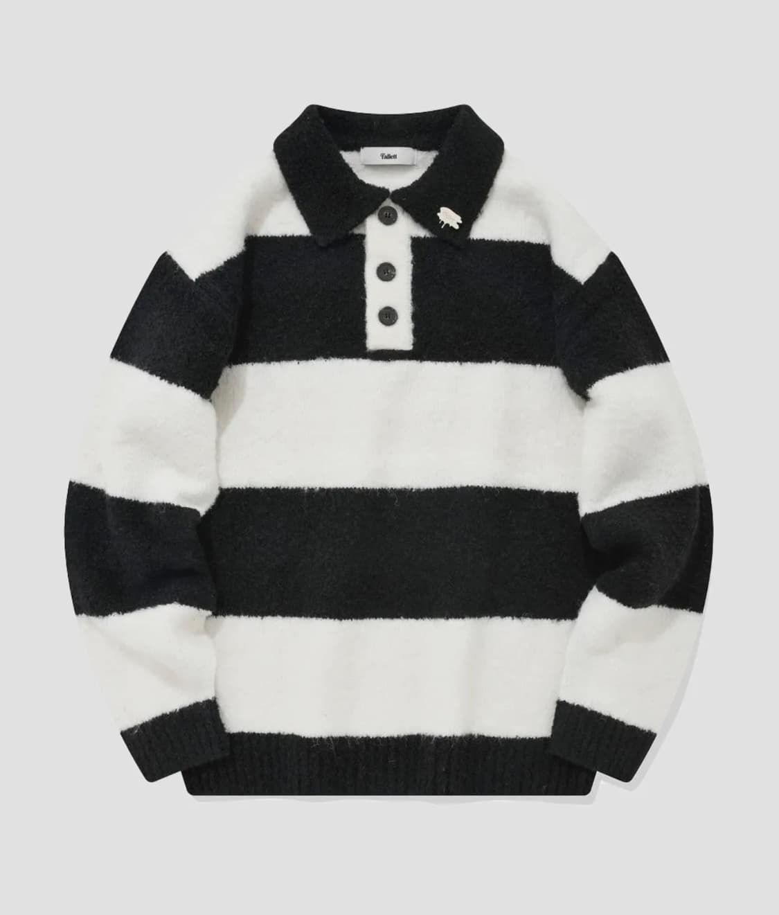 fallett 팔렛 부클레 카라 스트라이프 니트 블랙 상품이미지4