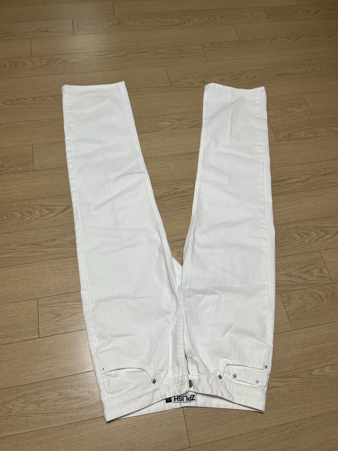 지플리쉬 와이드 데님팬츠 화이트 상품이미지4