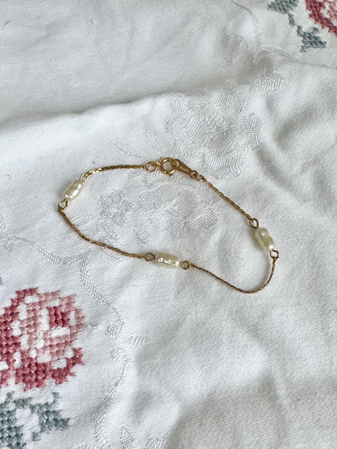 미국 빈티지 진주 트림 브레이슬렛 상품이미지1