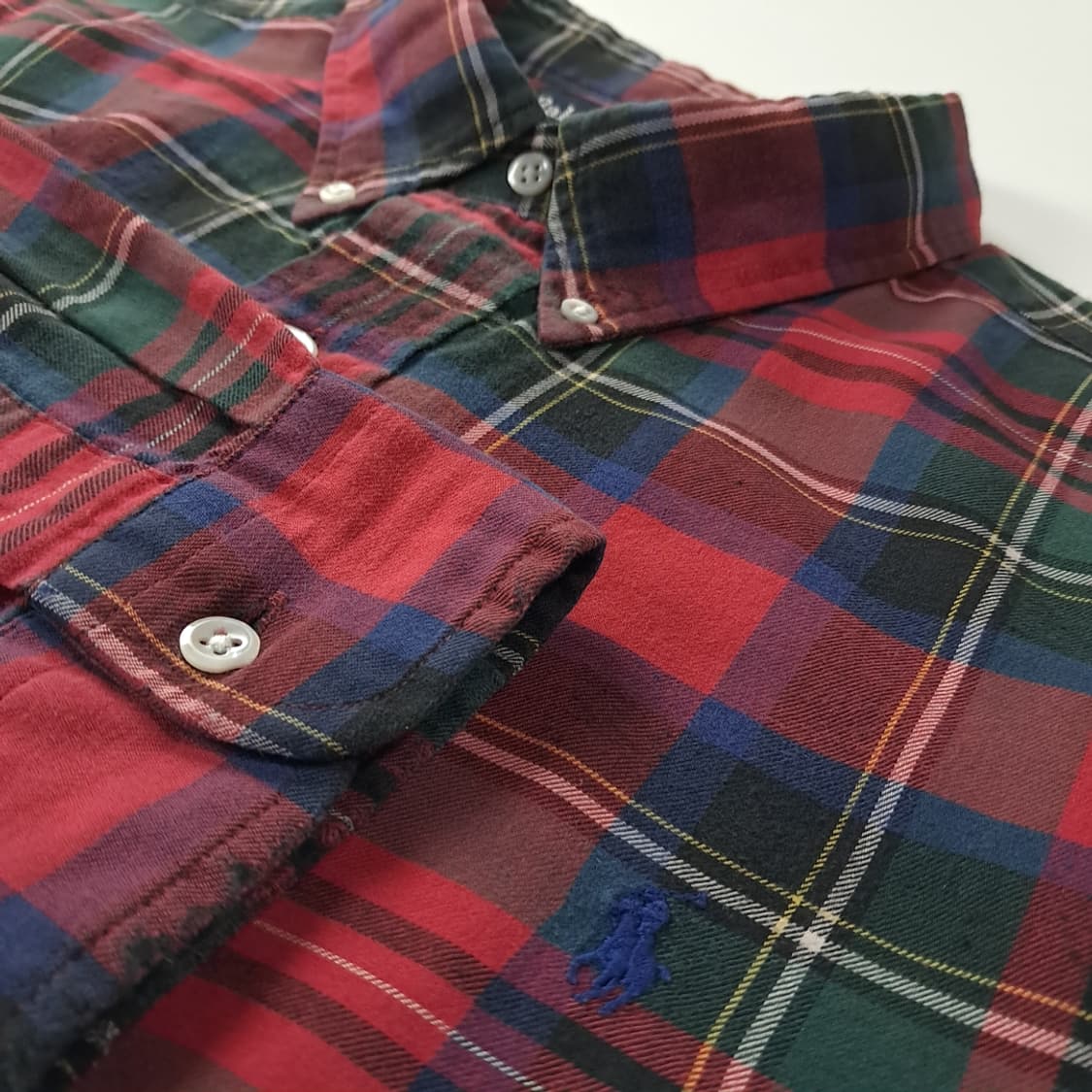 CK532 XL 폴로 90s 블레이크 타탄체크 레드그린 셔츠 남방 상품이미지4