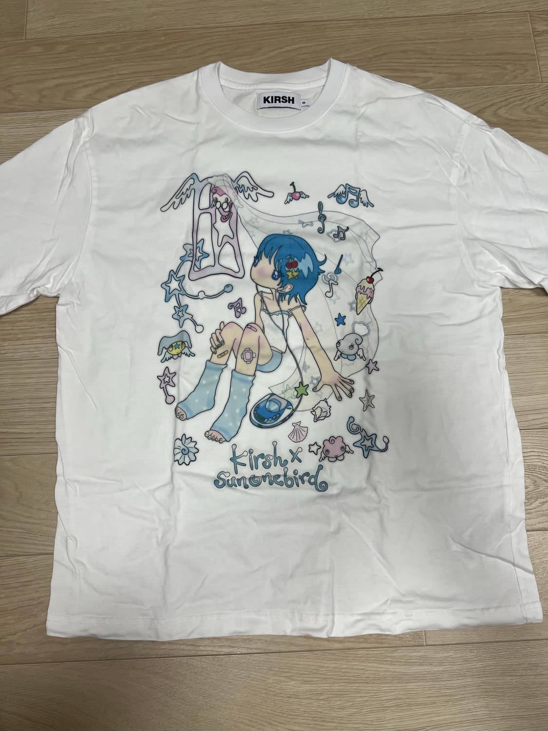 키르시 X 썬원버드 메인 그래픽 빅 오버 사이즈 티셔츠 화이트 상품이미지4