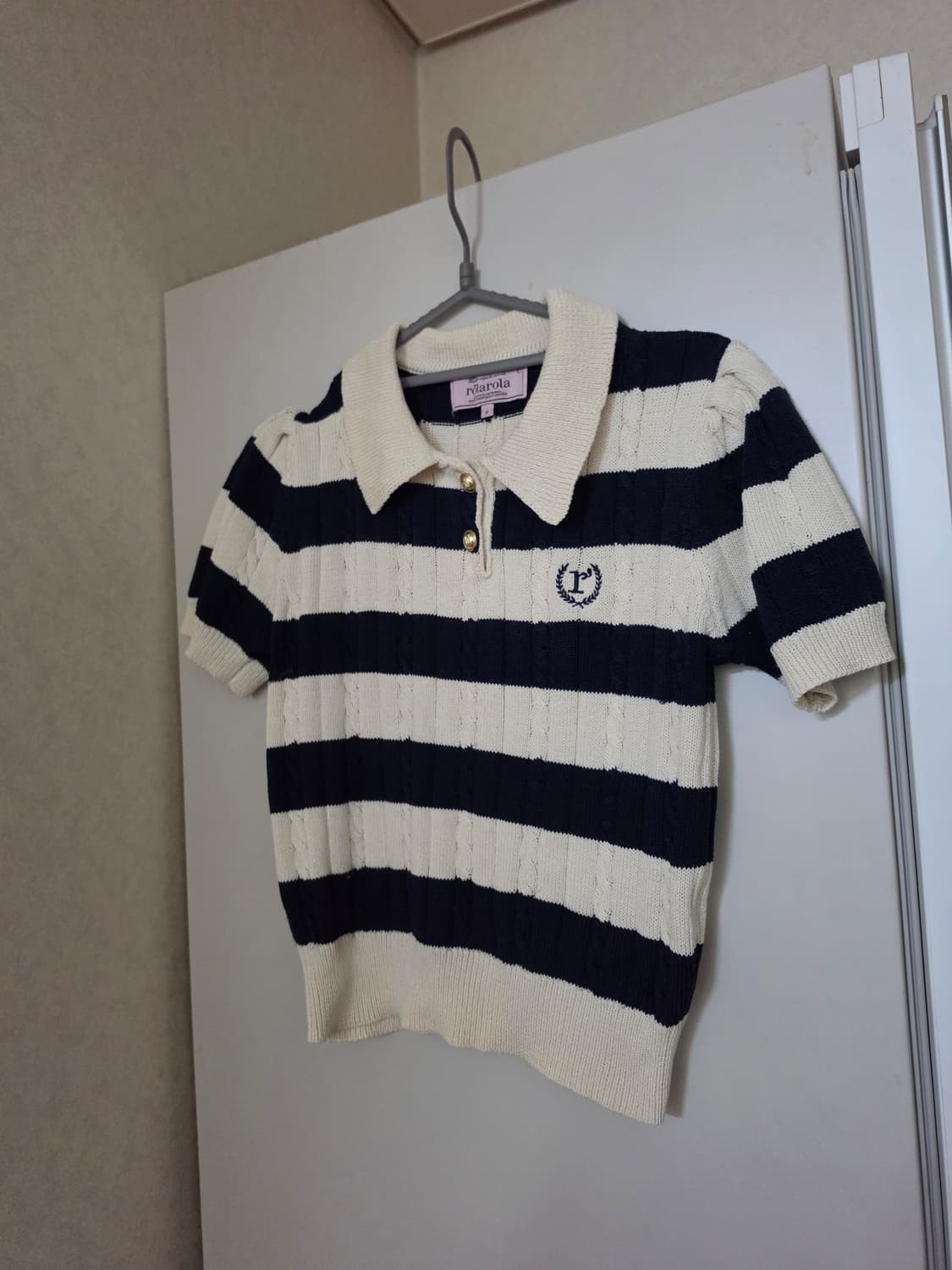 로라로라 스트라이프 케이블 반팔 니트 상품이미지2