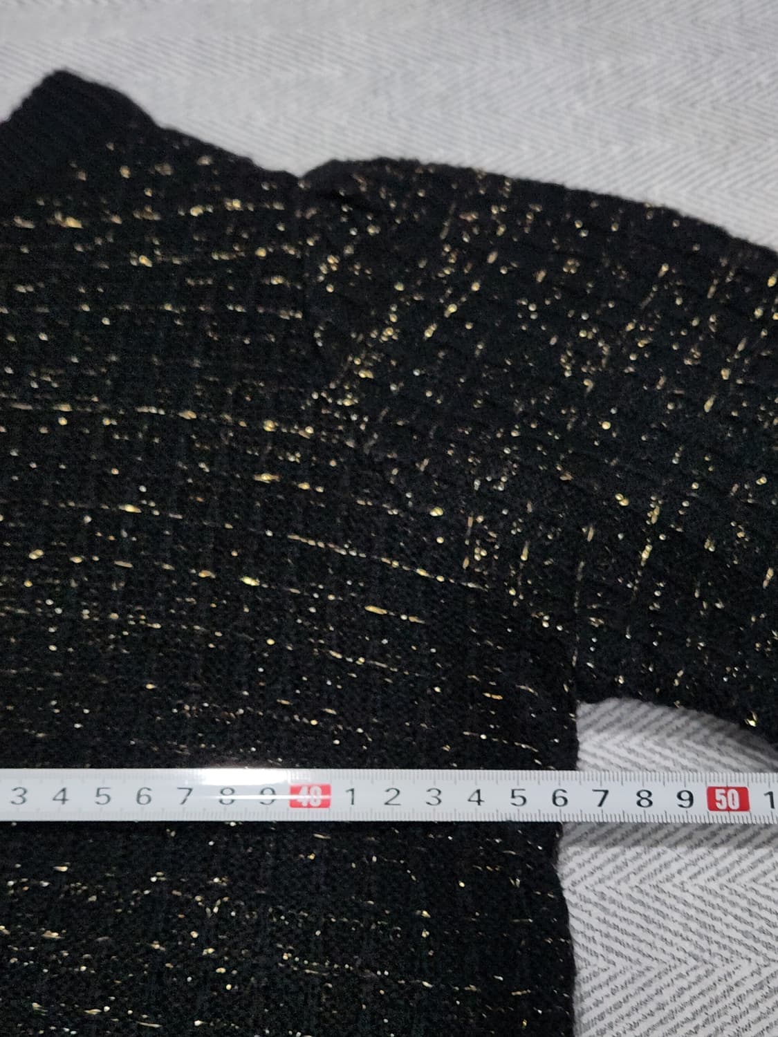 [F] 라인 LINE 블랙 골드펄 퍼프소매 반팔 니트 상품이미지7