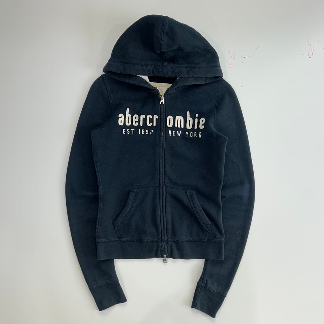  Abercrombie 아베크롬비 스펠아웃로고 2-way 네이비 후드집업 상품이미지3