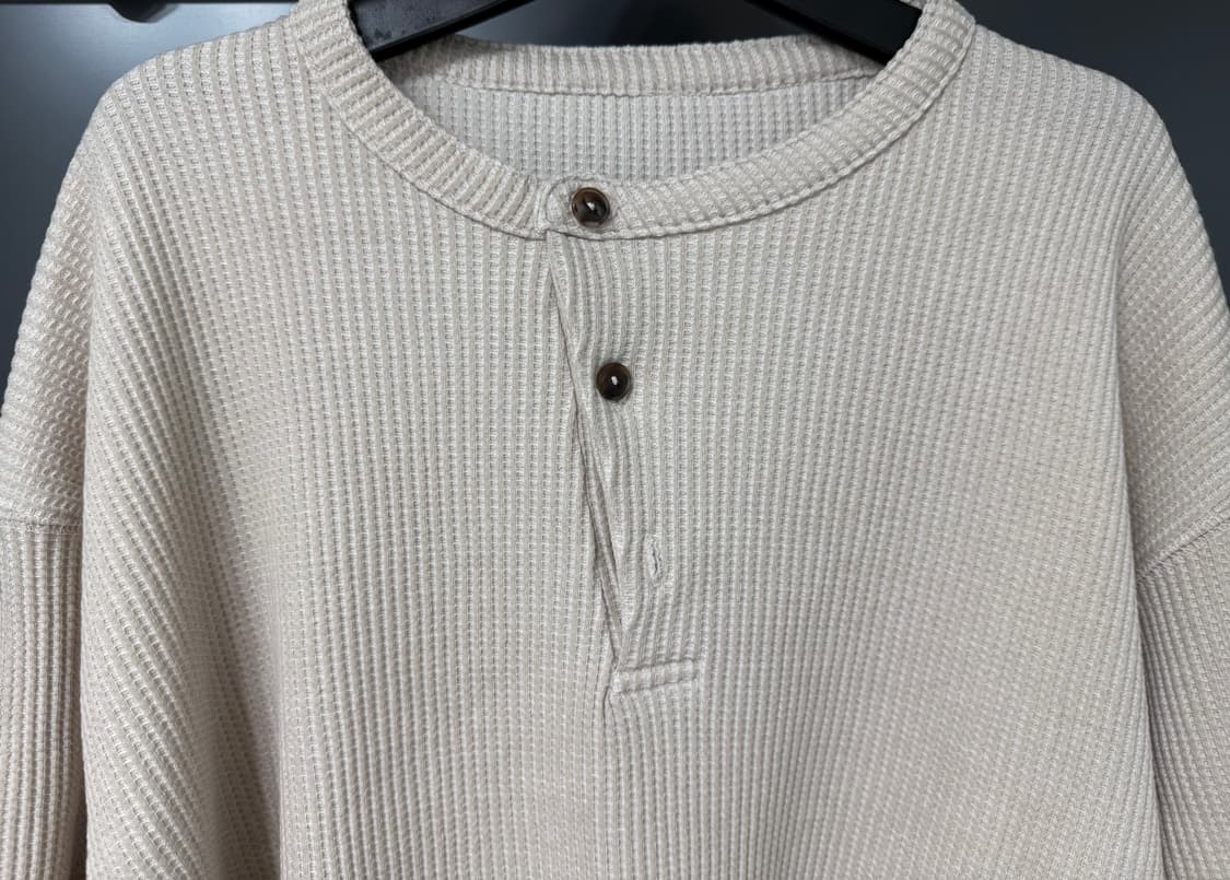 [L] 유스 Waffle Henley Neck H/S T-shirt  상품이미지4