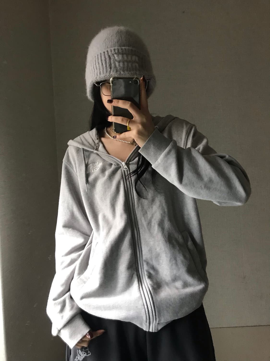 노페 그레이 오버핏 후드집업 상품이미지5