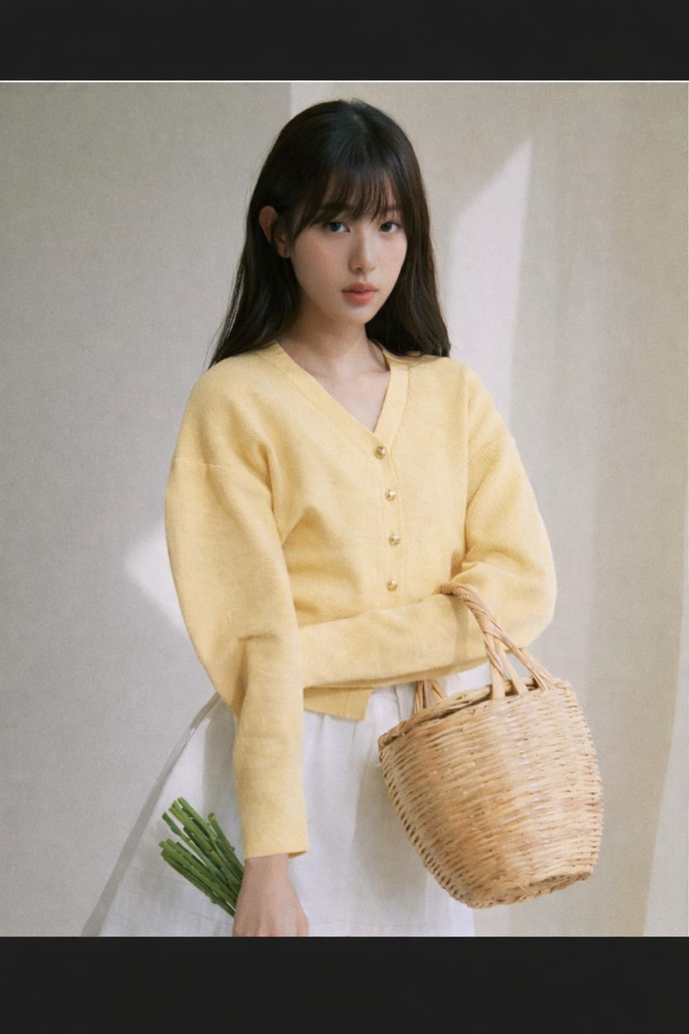 로라로라 장원영. 다현 벌룬가디건. 미드나잇무브 더블웨이스트 와이드 상품이미지1