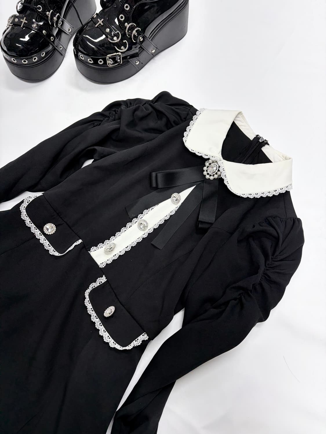 양지뢰 고스로리 셔링 원피스 디어리 서브컬쳐 일본빈티지 상품이미지2