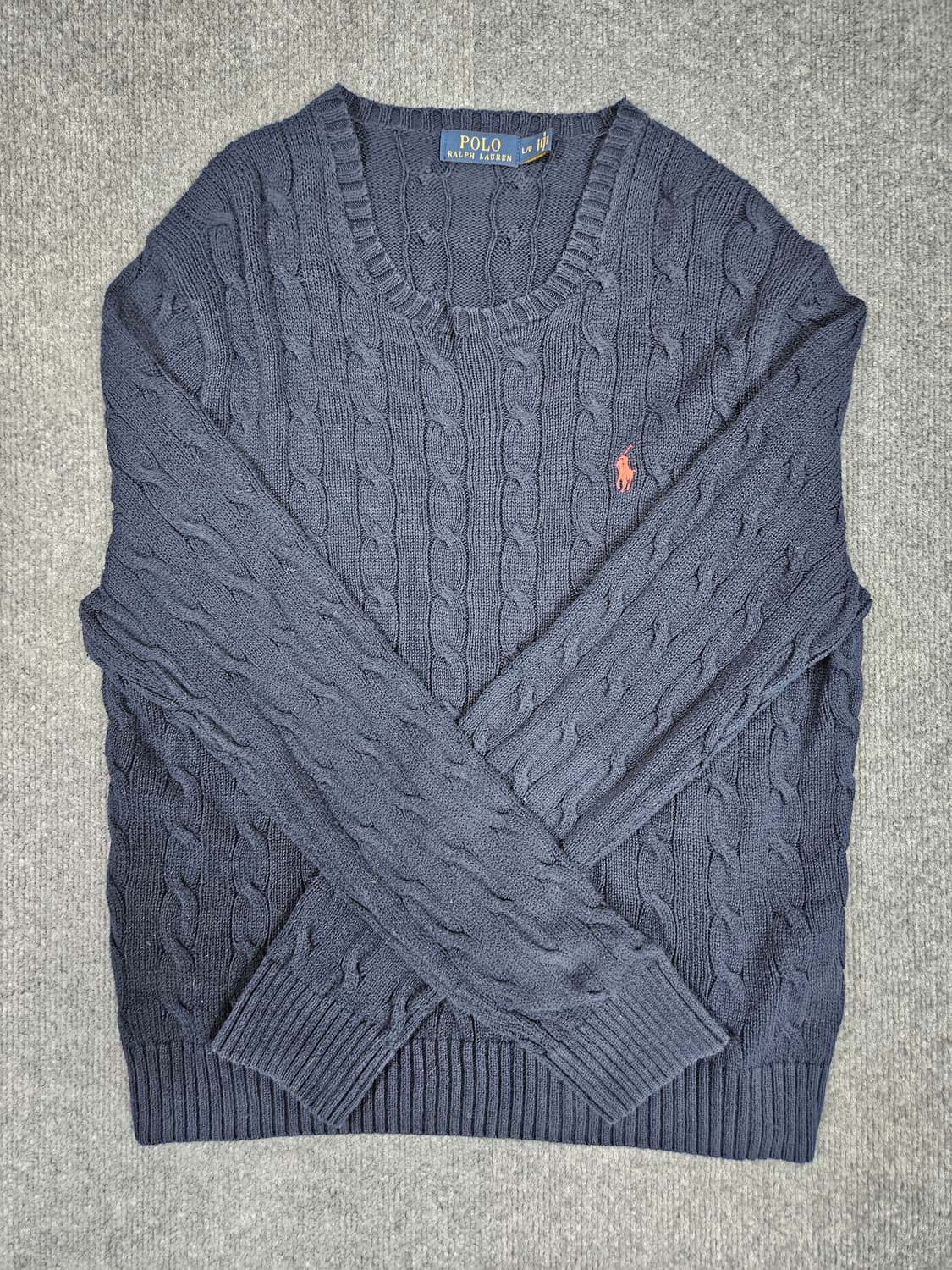 폴로 랄프로렌 네이비 꽈배기 니트 L(급처) 상품이미지1